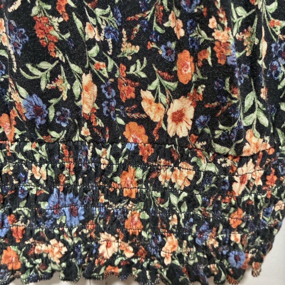 AE American Eagle Women Top Tie-Front Floral Blouse Sz Medium Soft Lounge Casual - Picture 6 of 11